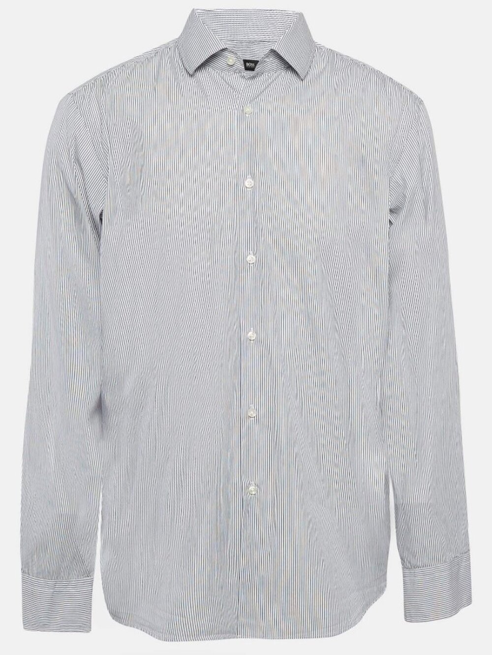 Boss Hugo Boss regular fit pinstriped button down shirt light grey men's size 41